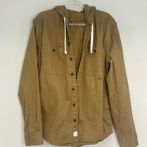 American Eagle light brown men’s jacket size medium with hoodie 100% cotton